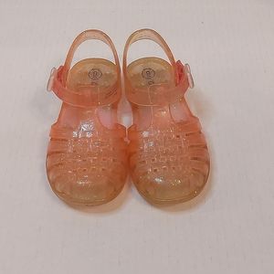 Cat & Jack Pink and Yellow Glitter Jellybean Shoes Girls SIZE 6